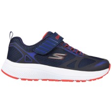 Sports blue Skechers with scratches and laces