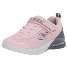 Pink Skechers sneakers with scratches and laces