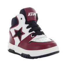 Asso white/red boot with zipper and laces