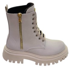 Asso beige boot with zipper and laces