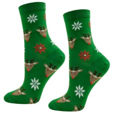 Childrenland socks green with reindeer