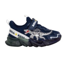 Blue Bull Boys sports shoes with scratches, laces and lights