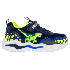 Dark Blue Bull Boys sports shoes with scratches, laces and lights