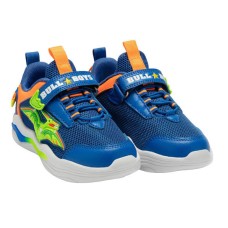 Blue Bull Boys sports shoes with scratches, laces and lights