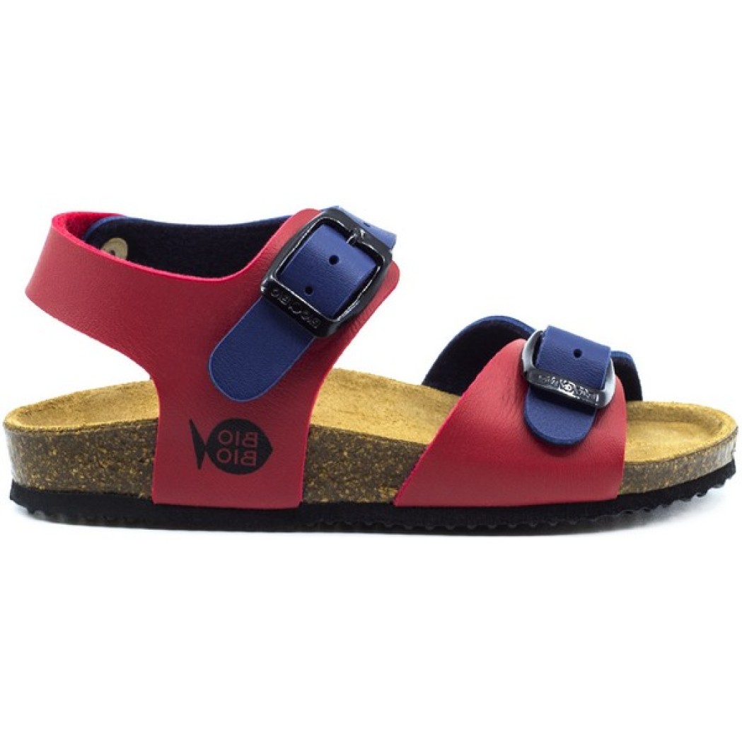 Bio-Bio blue-red sandal with buckle