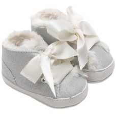 Mayoral cuddle shoe silver boot with ribbon