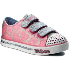 Pink Skechers sneaker shoe with lights and scratches