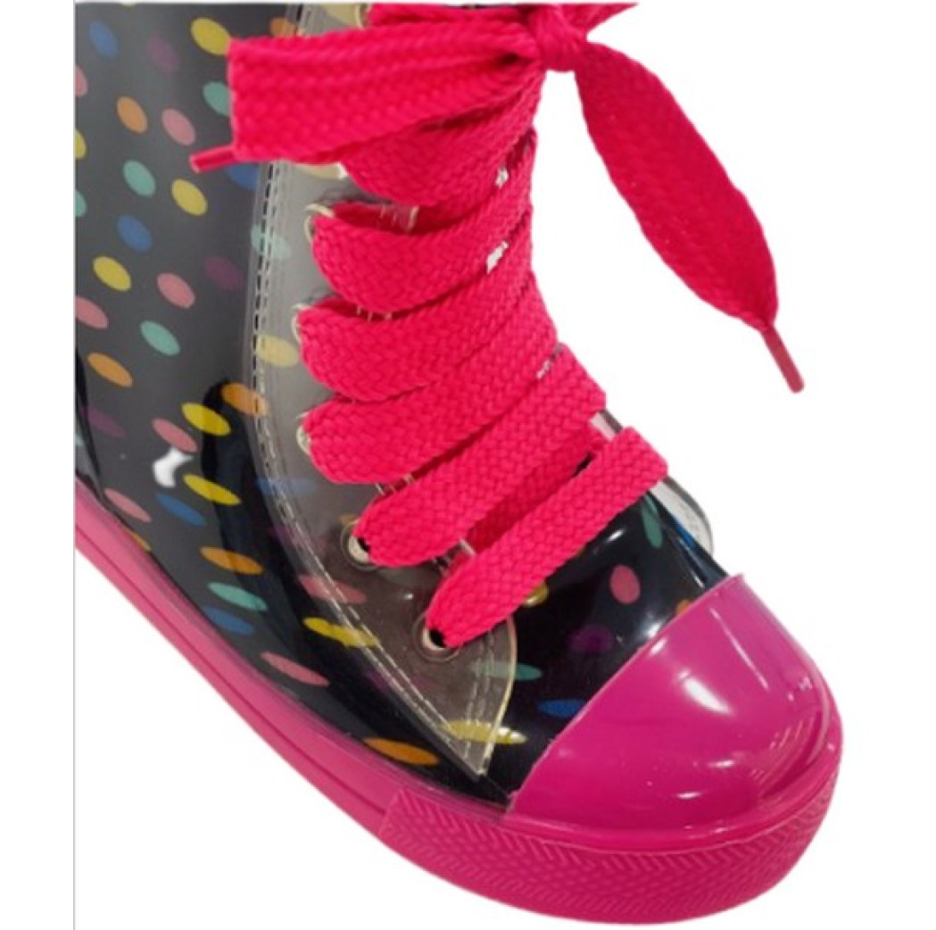 Παιδικές γαλότσες Zak shoes μαύρο-ροζ