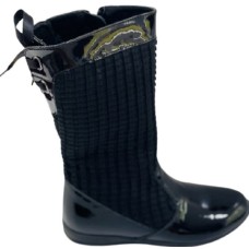 Crocodilino black leather boot with zipper