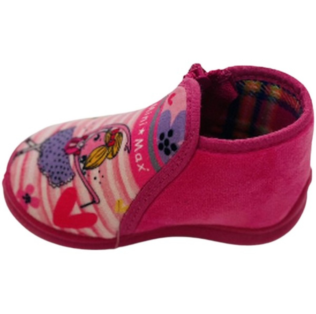 Children's mini-Max pink slippers with zipper